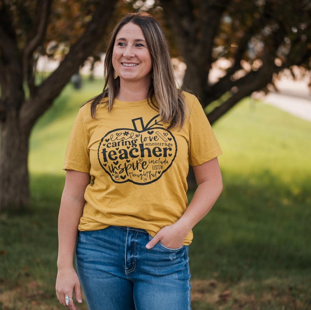 BELLA CANVAS Teacher Tee Mustard sz S - Picture 1 of 3